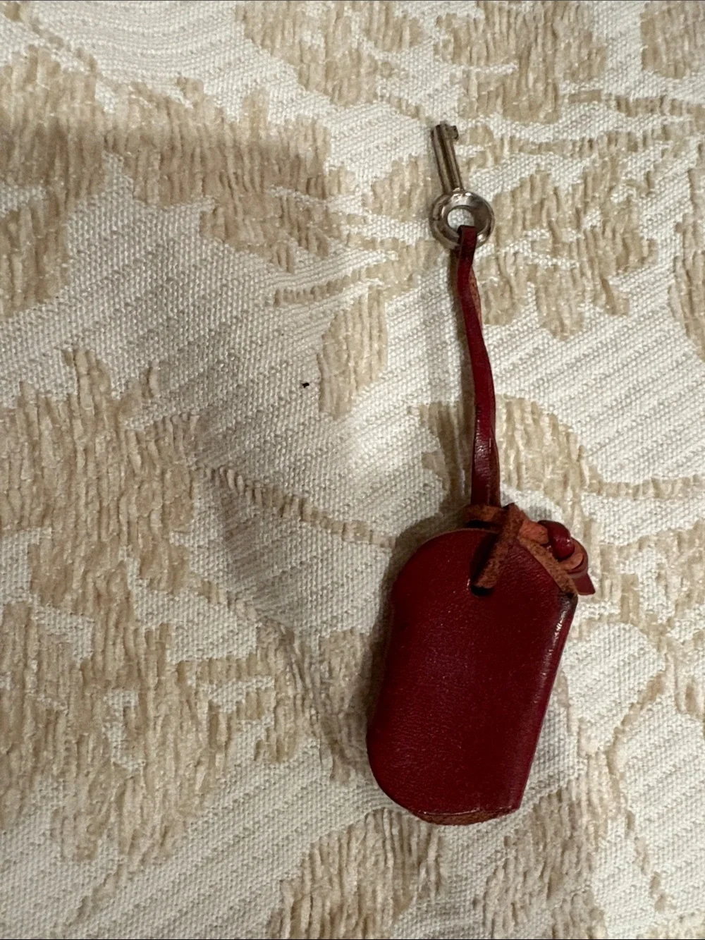 Leather Key-Style Phone Charm in Red